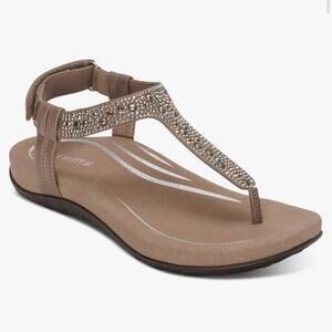 Aetrex Brown Sandals with Sparkling Embellishments